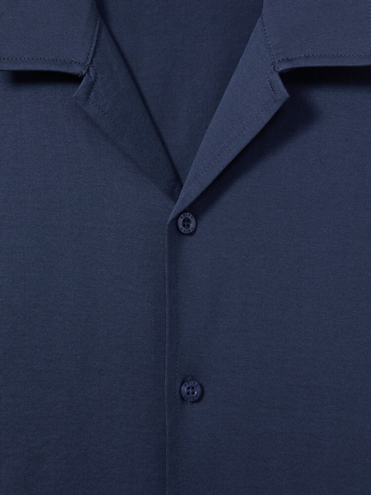 Reiss Airforce Blue Caspa Mercerised 100% Cotton Jersey Cuban Collar Shirt - Image 6 of 6