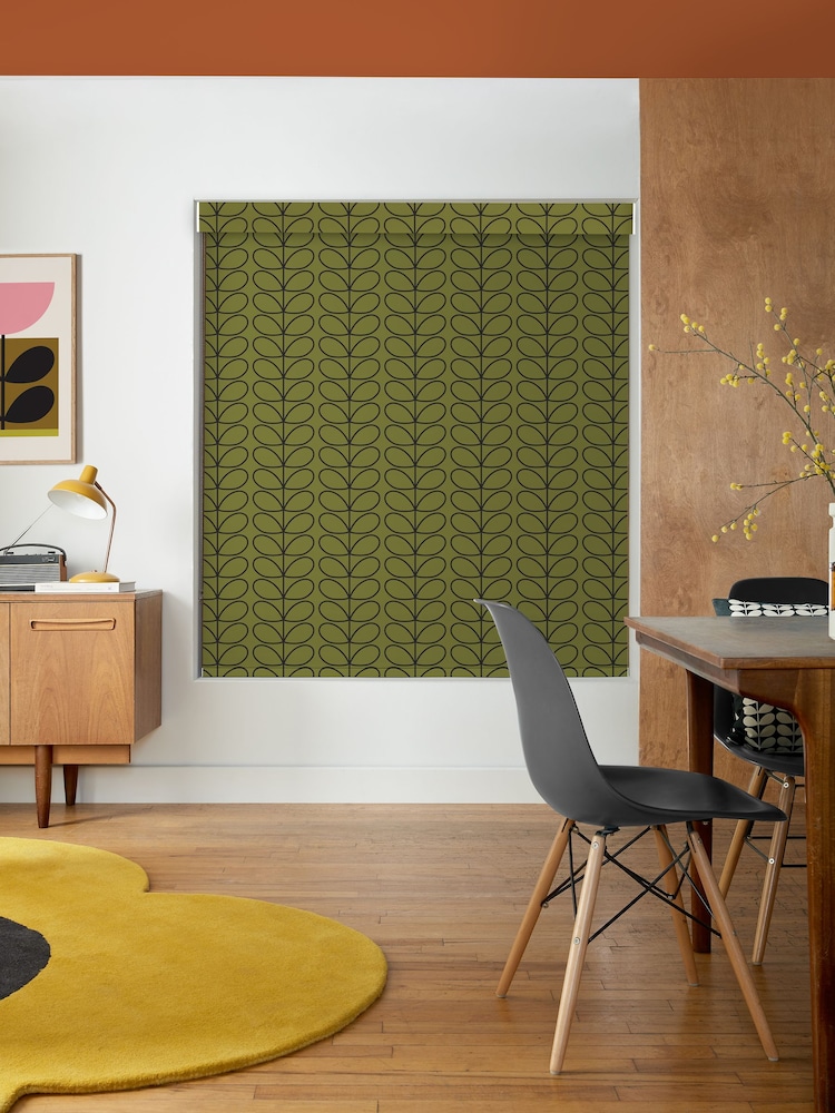 Orla Kiely Olive Green Linear Stem Made to Measure Roller Blinds - Image 2 of 6