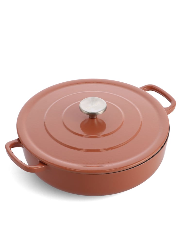 Mauviel 1830 Orange Shallow Cast Iron Casserole 28CM - Image 1 of 3