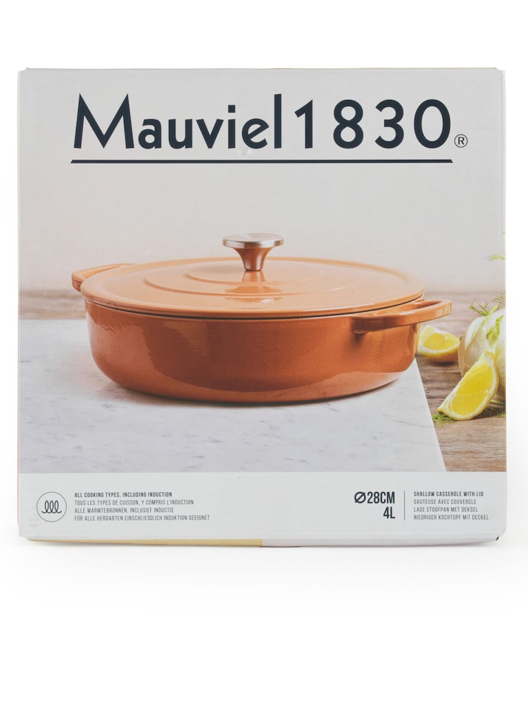 Mauviel 1830 Orange Shallow Cast Iron Casserole 28CM - Image 2 of 3 Mauviel 1830 Orange Shallow Cast Iron Casserole 28CM - Image 2 of 3