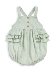 Mamas & Papas Green Hibiscus 100% Cotton Bodysuit And Shortie Romper Set 2 Piece - Image 2 of 4