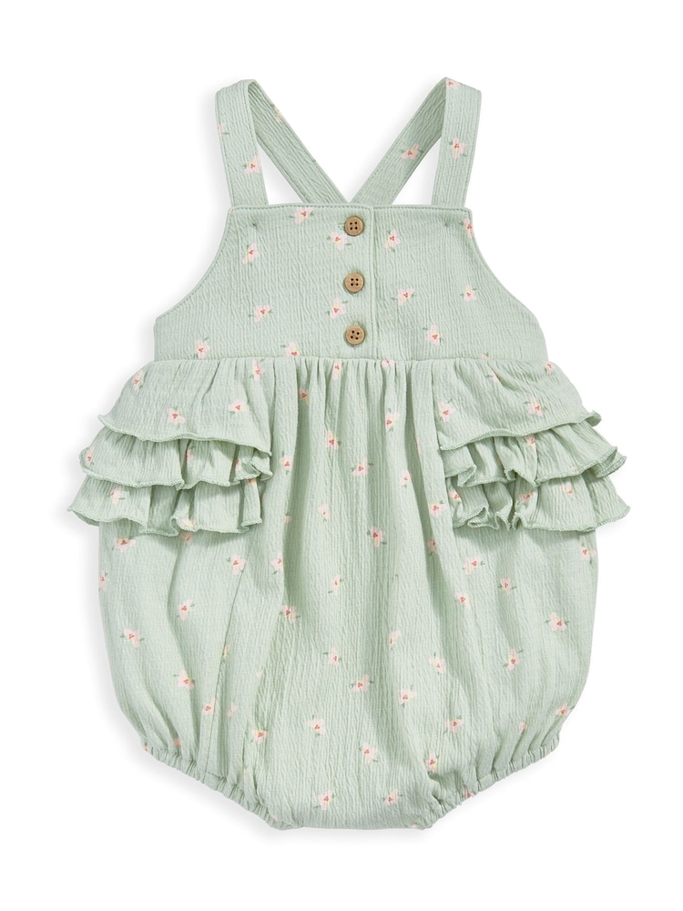 Mamas & Papas Green Hibiscus 100% Cotton Bodysuit And Shortie Romper Set 2 Piece - Image 2 of 4
