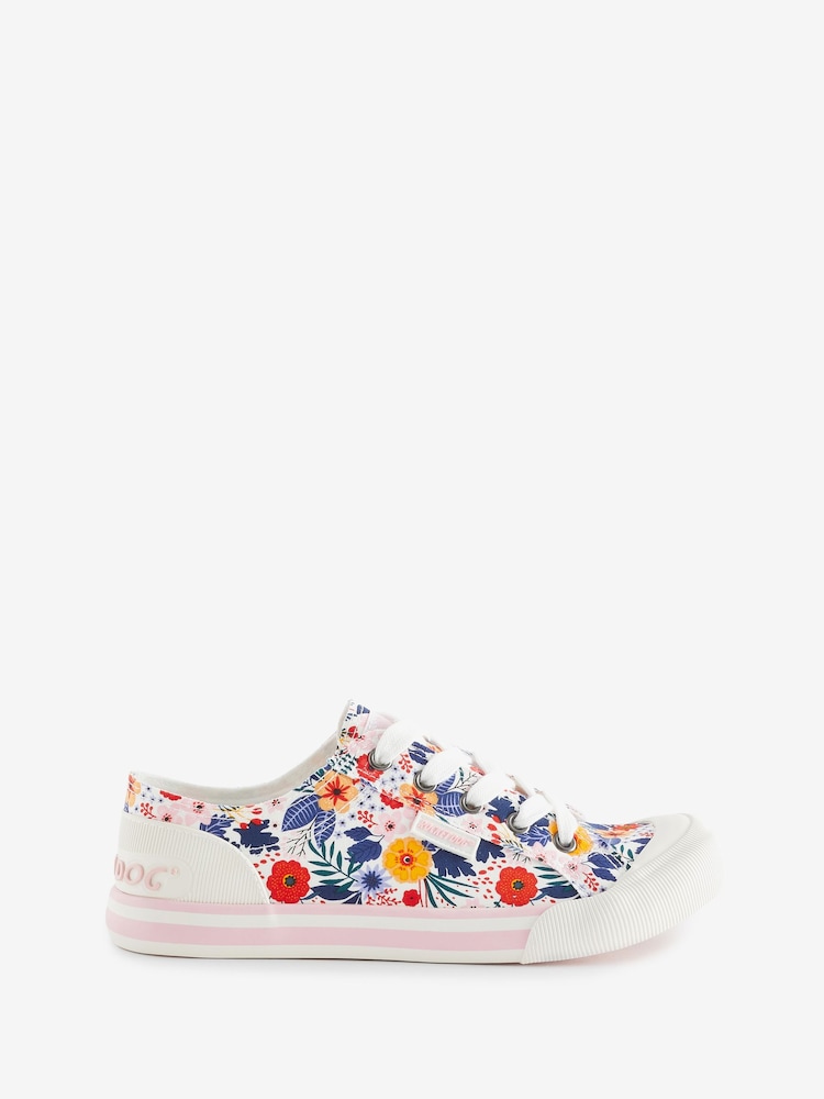 Rocket Dog Jazzin Malden Floral Cotton White Trainers - Image 1 of 7