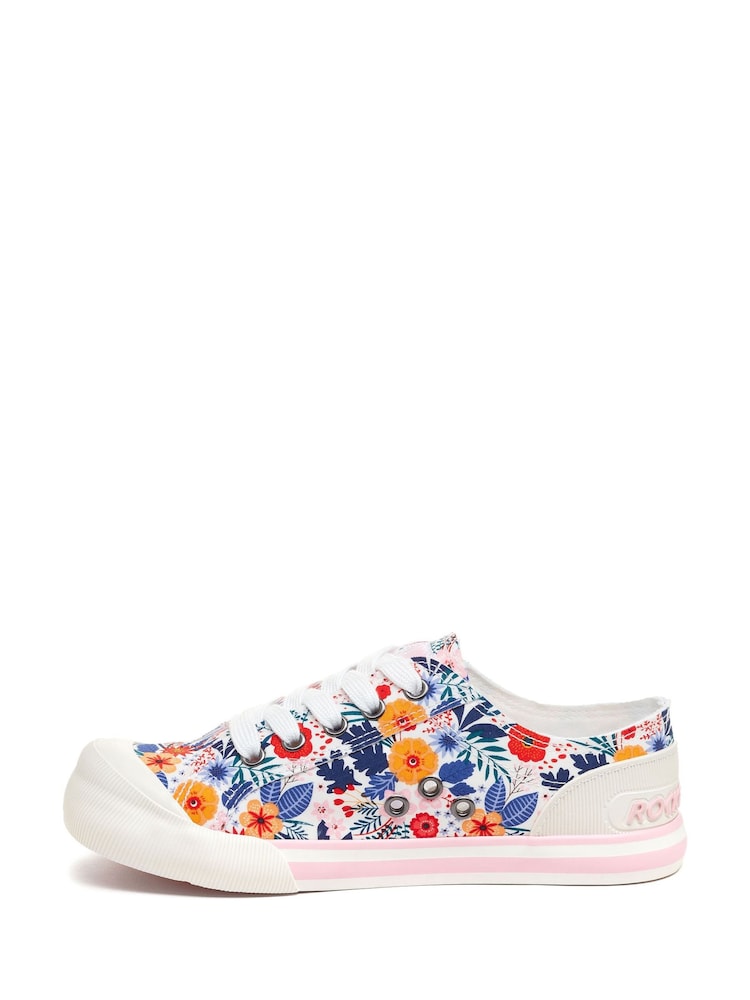 Rocket Dog Jazzin Malden Floral Cotton White Trainers - Image 2 of 7