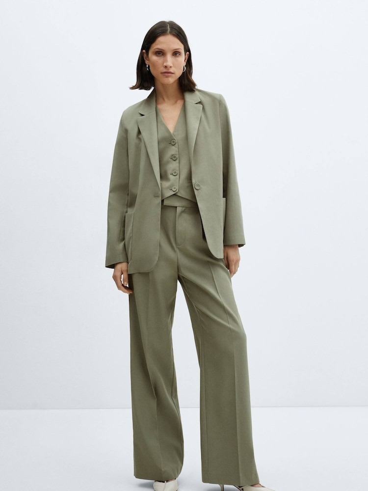 Mango Green Pockets Suit Blazer - Image 1 of 7