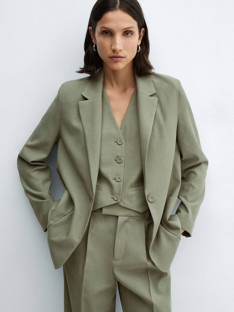 Mango Green Pockets Suit Blazer - Image 2 of 7