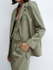 Mango Green Pockets Suit Blazer - Image 4 of 7
