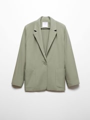 Mango Green Pockets Suit Blazer - Image 6 of 7
