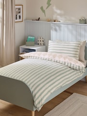 Sage Stripe Harlequin Supersoft Brushed 100% Cotton Duvet Cover and Pillowcase Set - Image 1 of 9