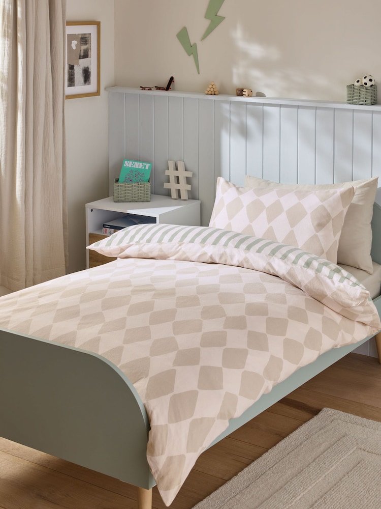 Sage Stripe Harlequin Supersoft Brushed 100% Cotton Duvet Cover and Pillowcase Set - Image 2 of 9