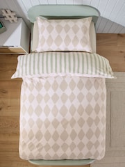 Sage Stripe Harlequin Supersoft Brushed 100% Cotton Duvet Cover and Pillowcase Set - Image 3 of 9