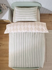 Sage Stripe Harlequin Supersoft Brushed 100% Cotton Duvet Cover and Pillowcase Set - Image 4 of 9