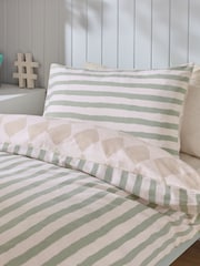 Sage Stripe Harlequin Supersoft Brushed 100% Cotton Duvet Cover and Pillowcase Set - Image 5 of 9