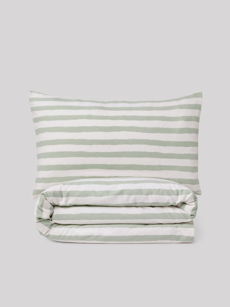 Sage Stripe Harlequin Supersoft Brushed 100% Cotton Duvet Cover and Pillowcase Set - Image 9 of 9
