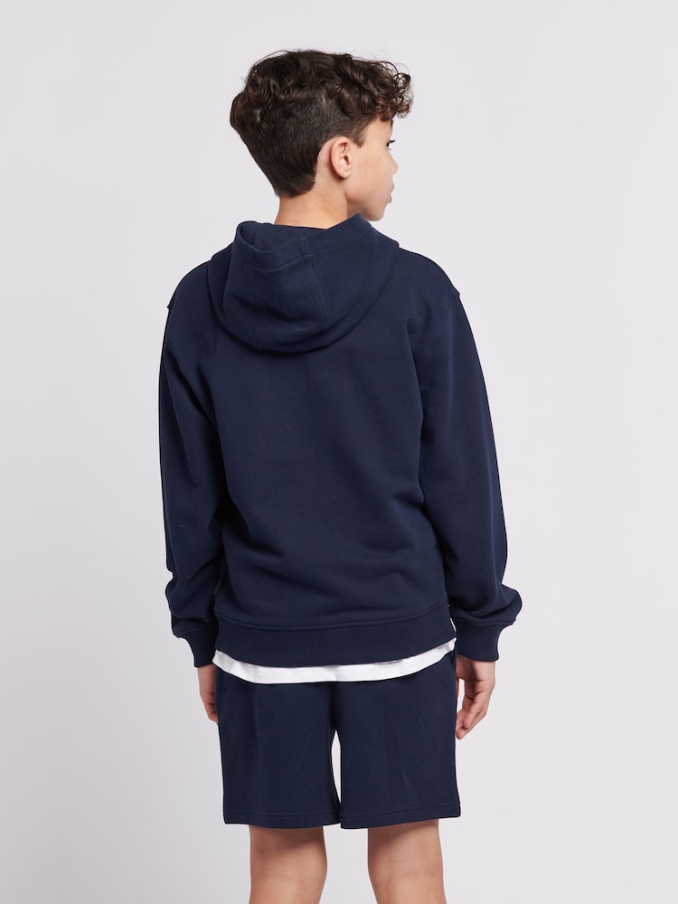 Lee Blue Navy Boys Badge 100% Cotton Hoodie - Image 2 of 8