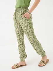 FatFace Lyme Green Damask Floral Cuffed Trousers - Image 1 of 4