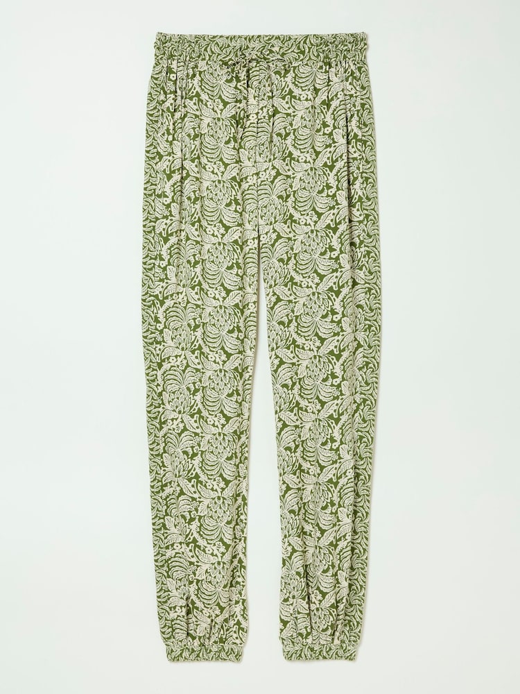 FatFace Lyme Green Damask Floral Cuffed Trousers - Image 4 of 4