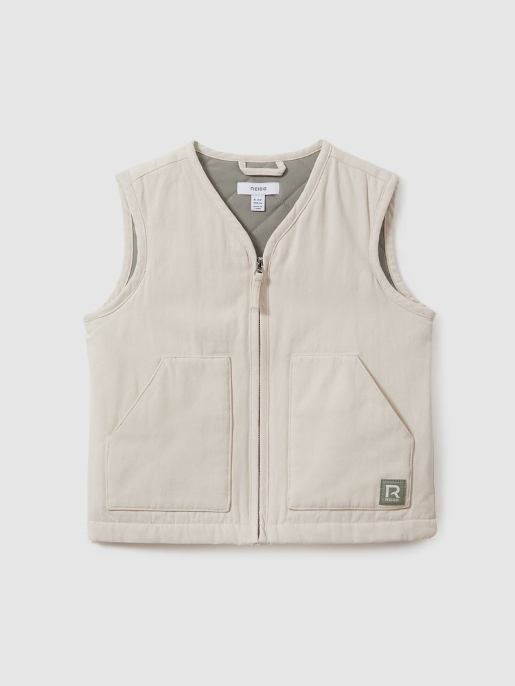 Off White - Chaleco acolchado de algodón Hayes de Reiss - Imagen 2 de 4