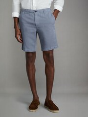 Azul fuerza aérea - Pantalones cortos con cordón interno de mezcla de lino de algodón Ezra de Reiss - Imagen 3 de 6