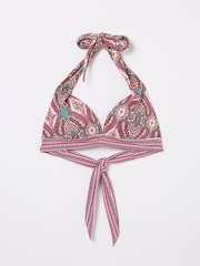 FatFace Cody Pink Detail Paisley Bikini Top - Image 4 of 4