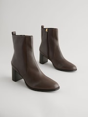 Chocolate Brown Leather Forever Comfort® Leather Ankle Heeled Boots - Image 3 of 7