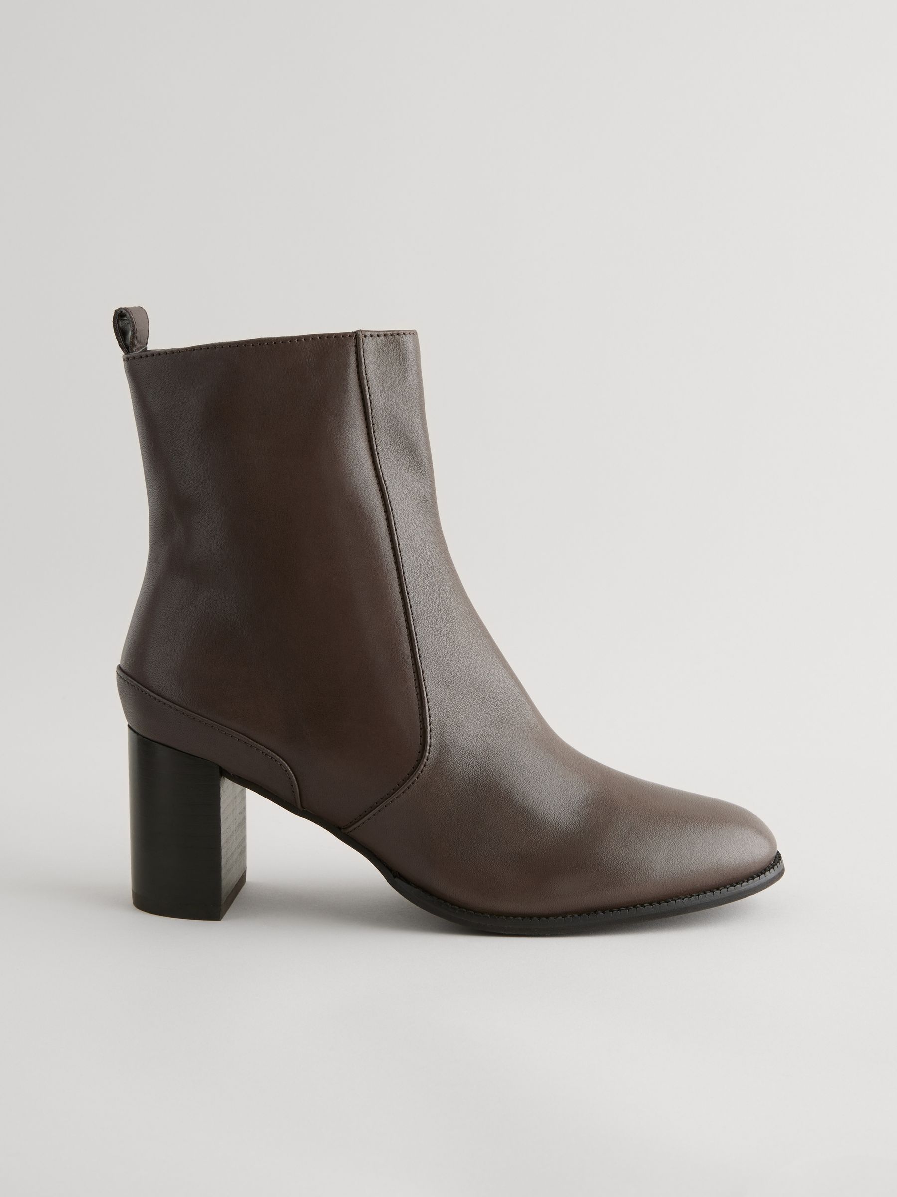 Buy Chocolate Brown Leather Forever Comfort Leather Ankle Heeled Boots from Next Ireland