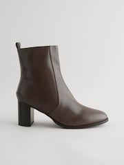 Chocolate Brown Leather Forever Comfort® Leather Ankle Heeled Boots - Image 4 of 7