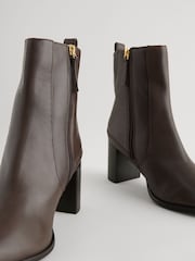 Chocolate Brown Leather Forever Comfort® Leather Ankle Heeled Boots - Image 5 of 7