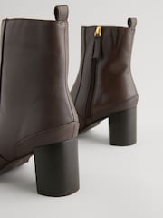 Chocolate Brown Leather Forever Comfort® Leather Ankle Heeled Boots - Image 6 of 7