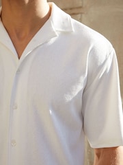 Светло-бежевый - Threadbare Textured Short Sleeve Cotton Shirt With Stretch - Изображение 4 из 4
