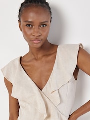 Apricot Cream Ruffle Wrap Hi-Lo Linen Mix Dress - Image 5 of 5