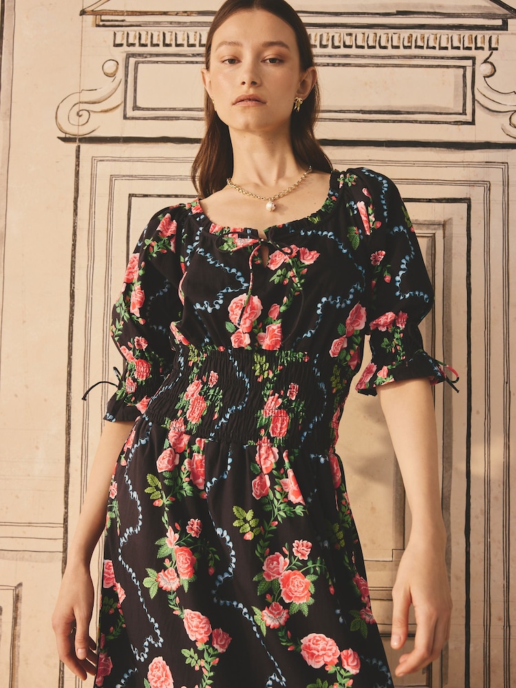 Cath Kidston Rose 100% Cotton Short Sleeve Tea Dress Laura Ashley