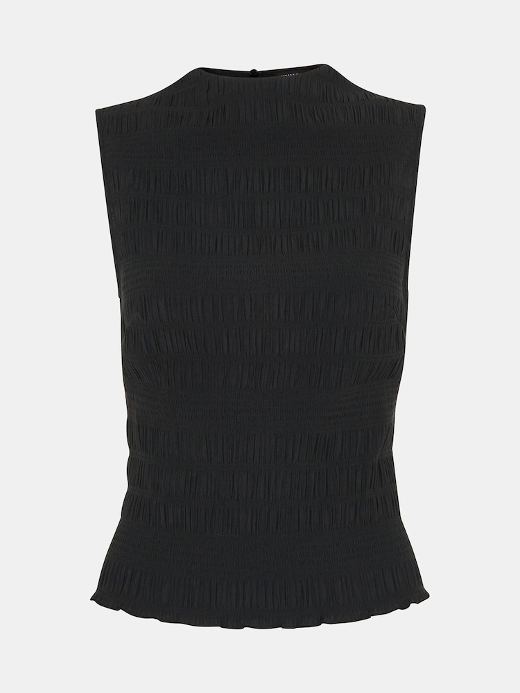 Whistles Black Plissé Sleeveless Top - Image 5 of 5 Whistles Black Plissé Sleeveless Top - Image 5 of 5