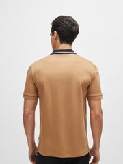 BOSS Tan Brown Contrast Collar Slim Fit Polo Shirt - Image 3 of 5