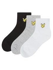 Lyle & Scott Grey Boys Cotton Ankle Socks 3 Pack - Image 1 of 4