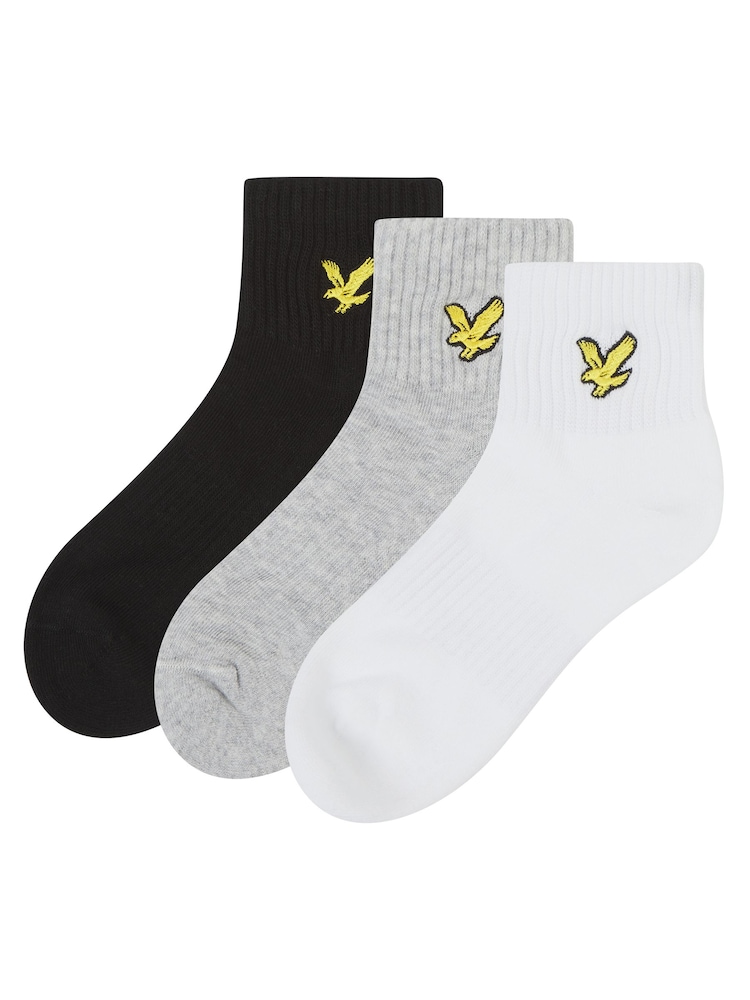 Lyle & Scott Grey Boys Cotton Ankle Socks 3 Pack - Image 1 of 4