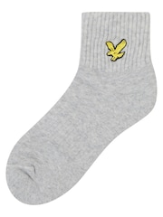 Lyle & Scott Grey Boys Cotton Ankle Socks 3 Pack - Image 2 of 4