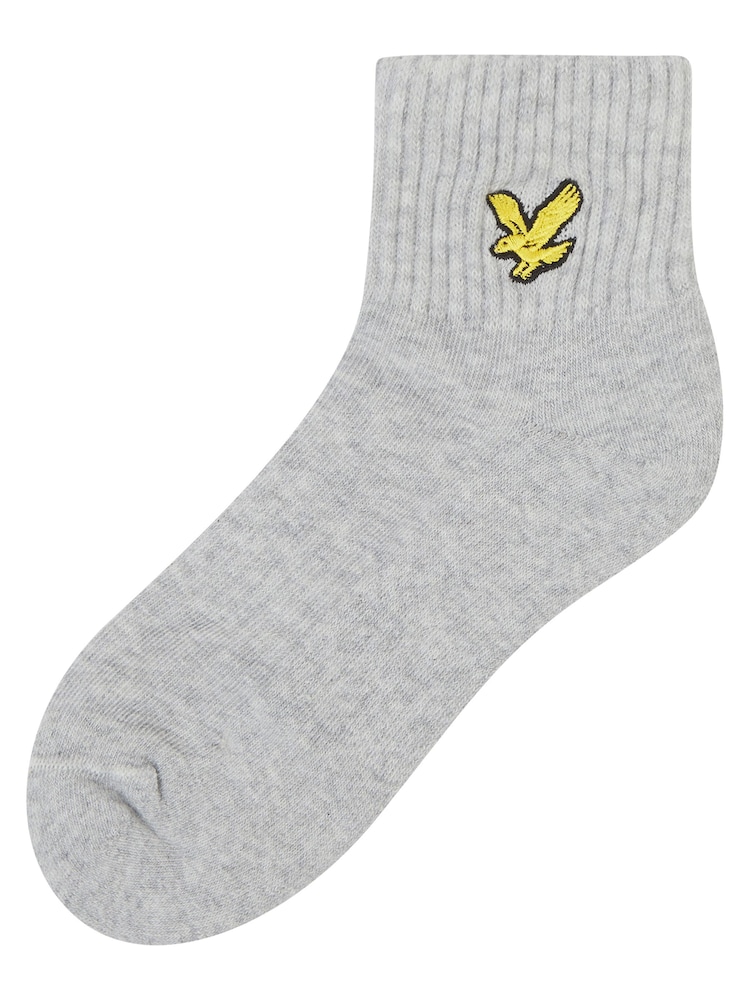 Lyle & Scott Grey Boys Cotton Ankle Socks 3 Pack - Image 2 of 4