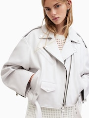 AllSaints White Dayle Biker Jacket - Image 1 of 7