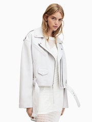 AllSaints White Dayle Biker Jacket - Image 2 of 7