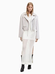 AllSaints White Dayle Biker Jacket - Image 3 of 7