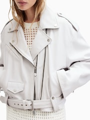 AllSaints White Dayle Biker Jacket - Image 4 of 7