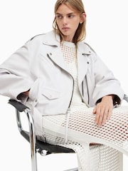 AllSaints White Dayle Biker Jacket - Image 5 of 7
