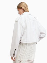 AllSaints White Dayle Biker Jacket - Image 6 of 7