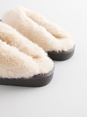 Charcoal Grey Lionel Scion Suede Faux Fur Lined Mule Slippers - Image 5 of 7