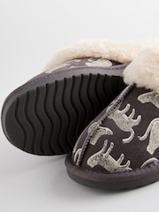 Charcoal Grey Lionel Scion Suede Faux Fur Lined Mule Slippers - Image 7 of 7