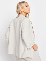 M&Co Cream Ruched Sleeve Linen Blazer - Image 1 of 3