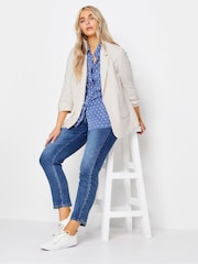 M&Co Cream Ruched Sleeve Linen Blazer - Image 3 of 3