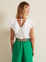 Phase Eight Cream Rosey Ruffle Linen Top - Image 2 of 7