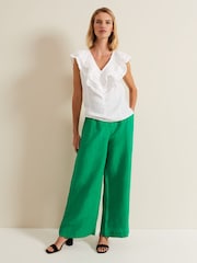 Phase Eight Cream Rosey Ruffle Linen Top - Image 3 of 7